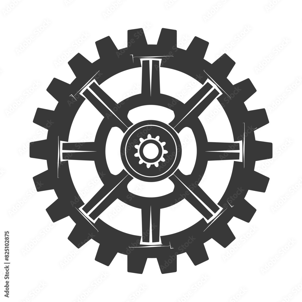 Obraz premium Silhouette Cogwheel machine gear black color only
