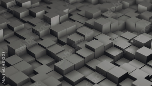 Abstract background of cubes and parallelepipeds in gray color with shadows. 3D vector