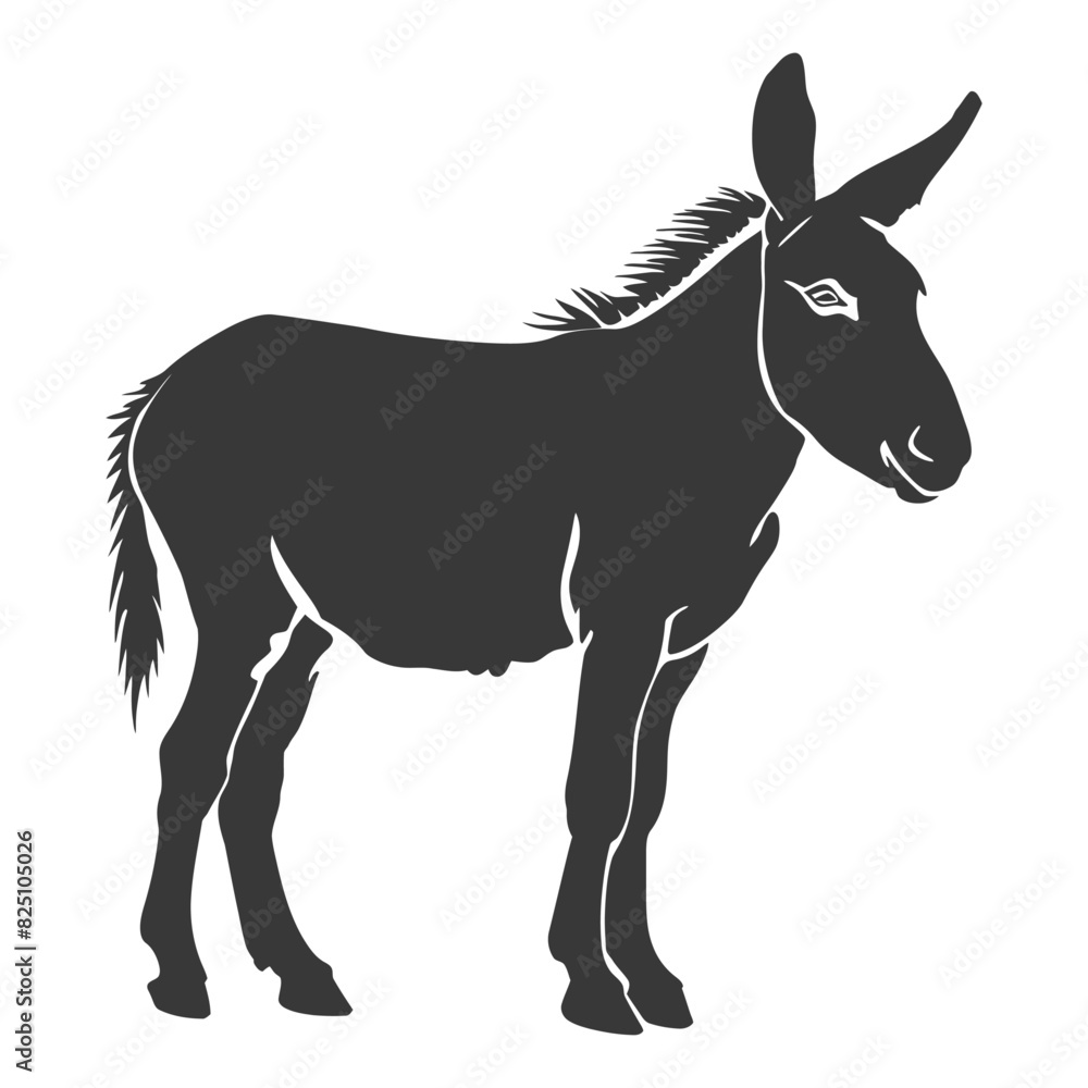 Silhouette donkey animal black color only