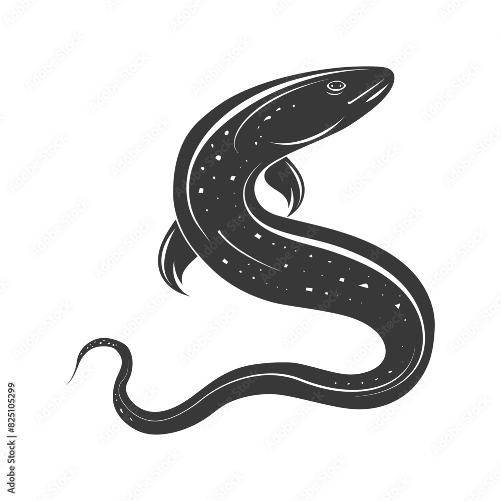 Fototapeta premium Silhouette eel animal black color only