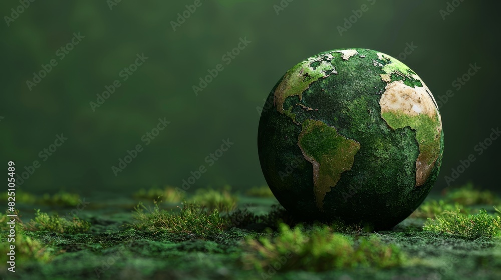 Green globe flat design side view global sustainability theme 3D Complementary Color Scheme Green globe flat design side view global sustainability theme 3D Complementary Color Scheme