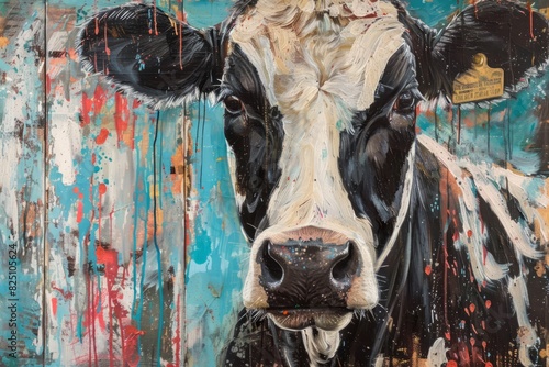 Original oil painting of cow portrait