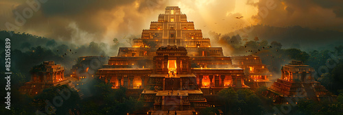 mesmerizing printable mural of an ancient Aztec temple perfect for enhancing the walls of a history museum's Mesoamerican exhibit showcasing the art and culture of an ancient civilization