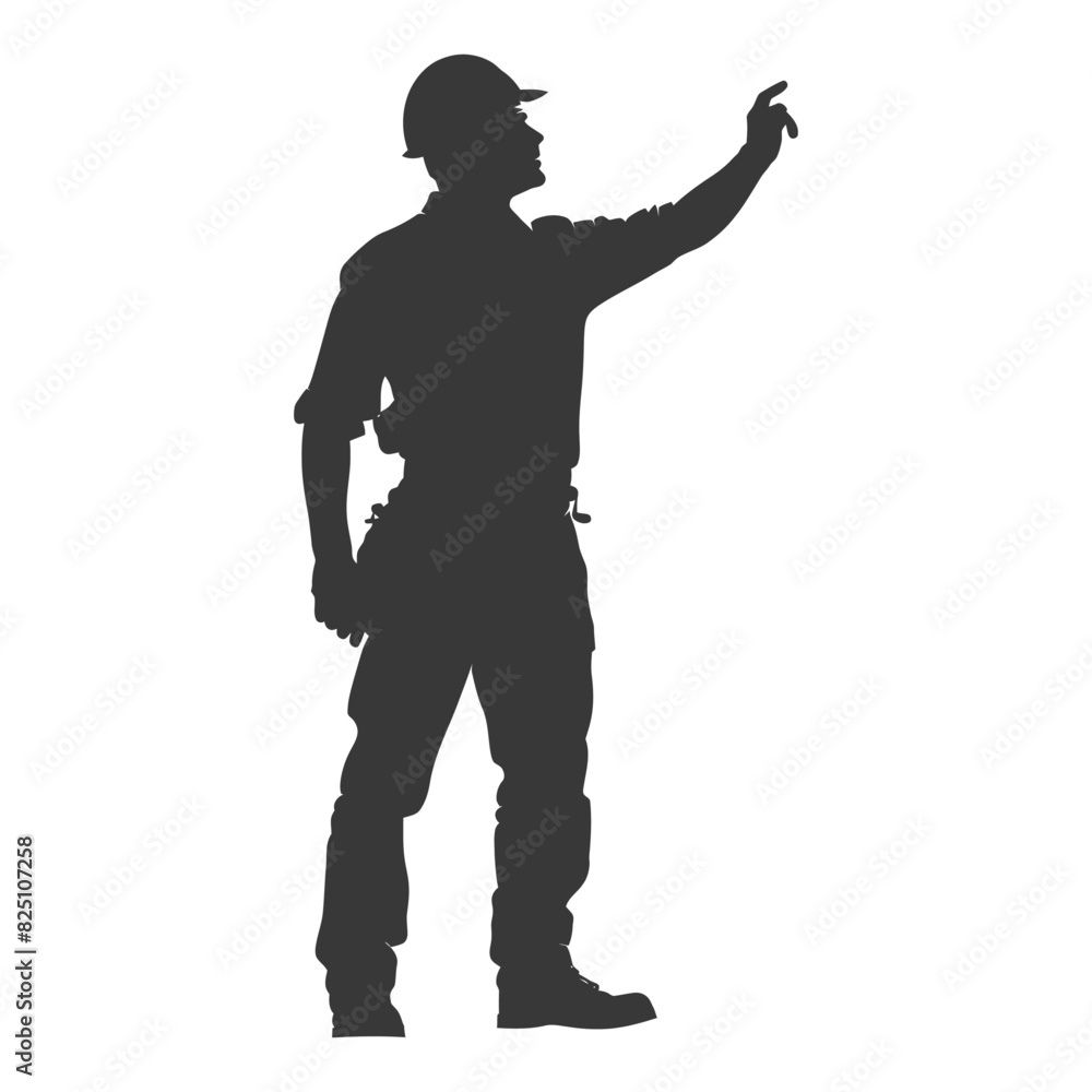 Silhouette engineer man in action full body black color only Silhouette engineer man in action full body black color only