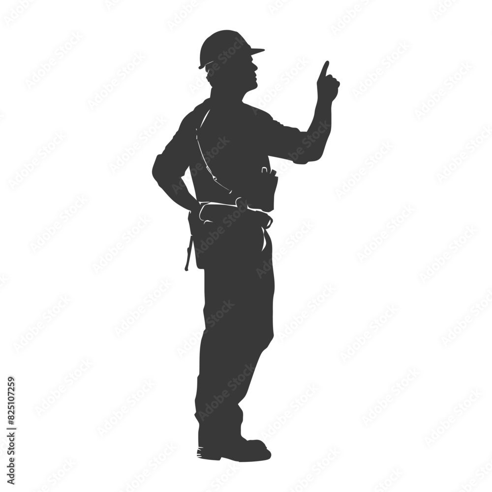 Silhouette engineer man in action full body black color only Silhouette engineer man in action full body black color only