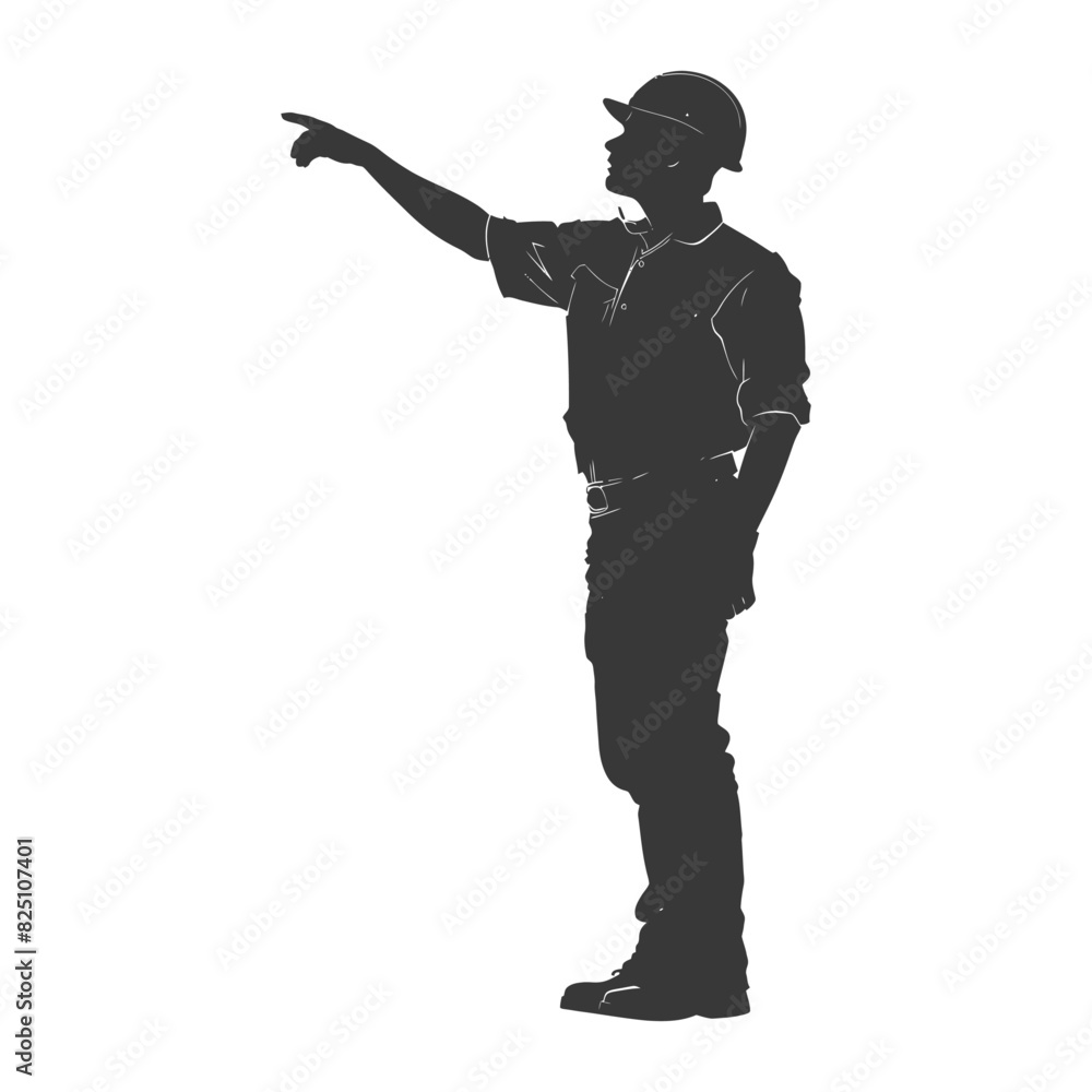 Silhouette engineer man in action full body black color only Silhouette engineer man in action full body black color only