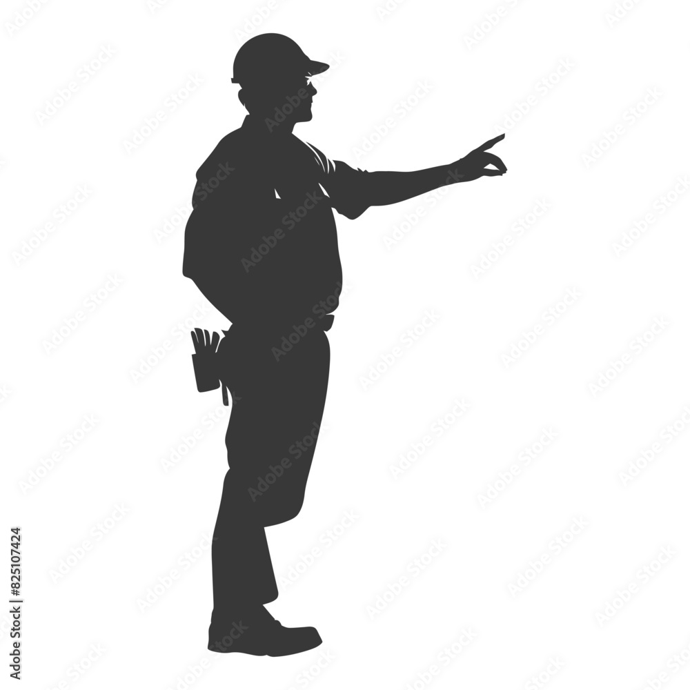Silhouette engineer man in action full body black color only Silhouette engineer man in action full body black color only