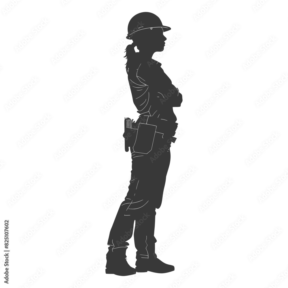 Silhouette engineer women in action full body black color only Silhouette engineer women in action full body black color only