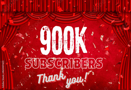 Vibrant 900K Subscribers Celebration in Vector Format - Joyous Milestone Achievement with Colorful Confetti and Streamers - Digital Illustration for Social Media, Blog, Website, and Promotion