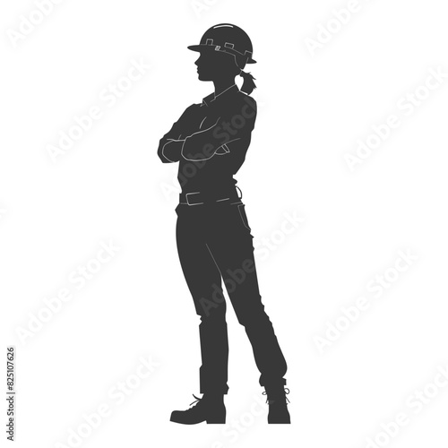 Silhouette engineer women in action full body black color only © NikahGeh