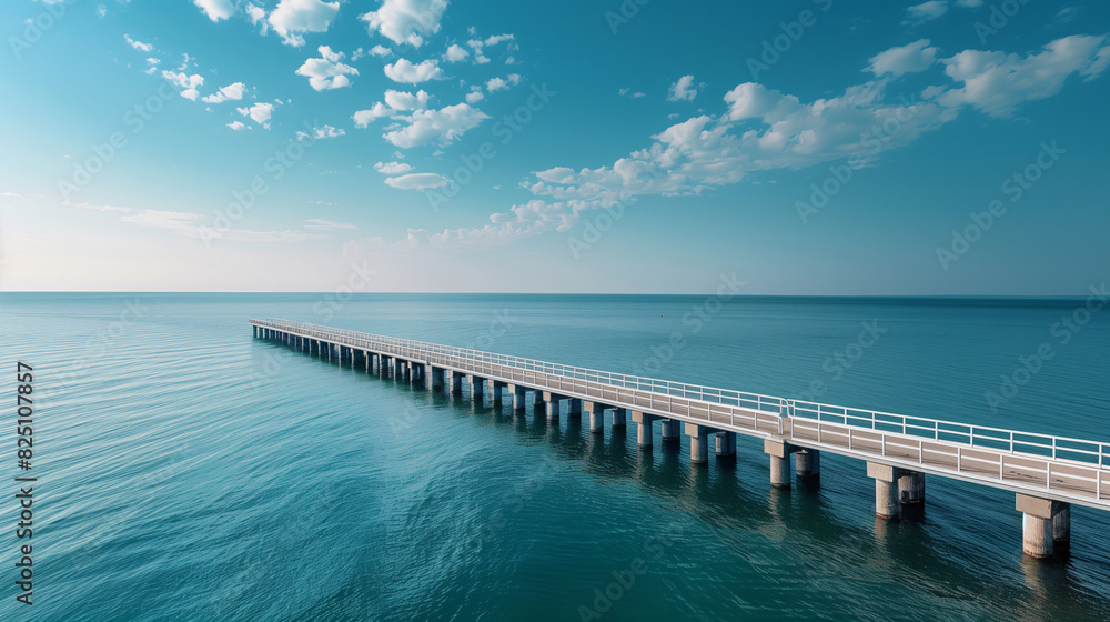 The bridge stretches into the sea with copy space The bridge stretches into the sea with copy space