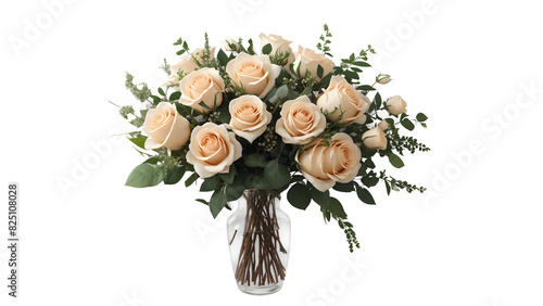 Elegant Bouquet of Cream Roses in Glass Vase