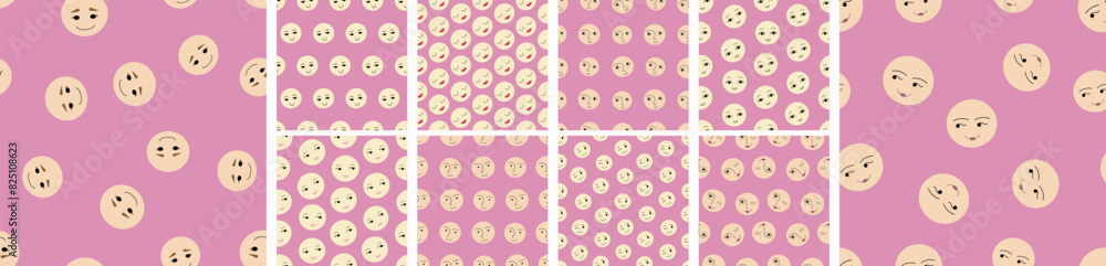 Ten repeating patterns, simple design. Continuous background, continuous pattern with creative shapes. Ten repeating patterns, simple design. Continuous background, continuous pattern with creative shapes.
