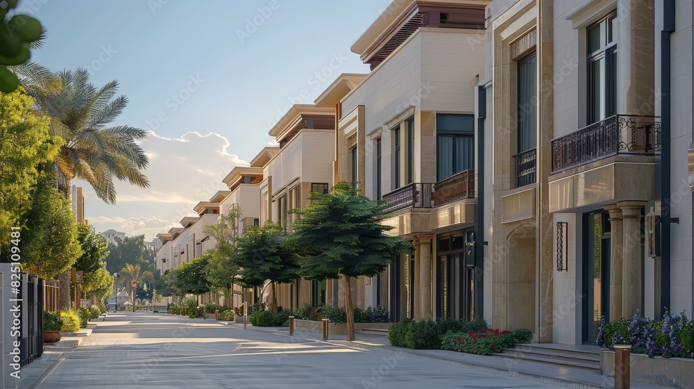 New modern classic luxury terraced villas with a confined courtyard. Generative AI.