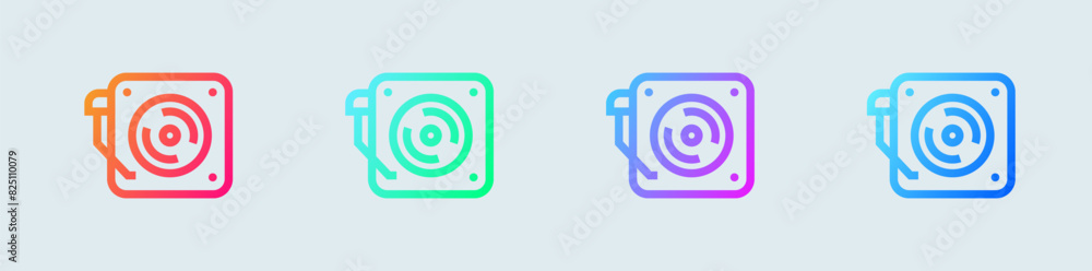 Turntable line icon in gradient colors. Dj signs vector illustration. Turntable line icon in gradient colors. Dj signs vector illustration.