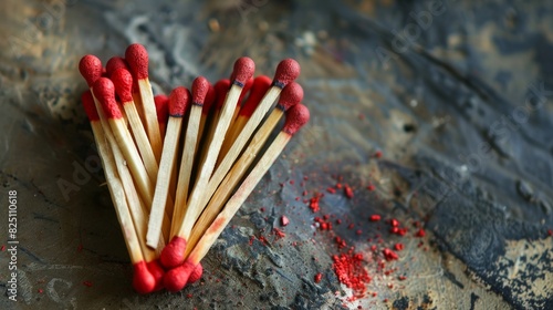 Bunch of matches shaped to a heart. Generative AI