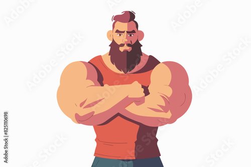 Illustration of a strong man. Body-building. Big strong guy.