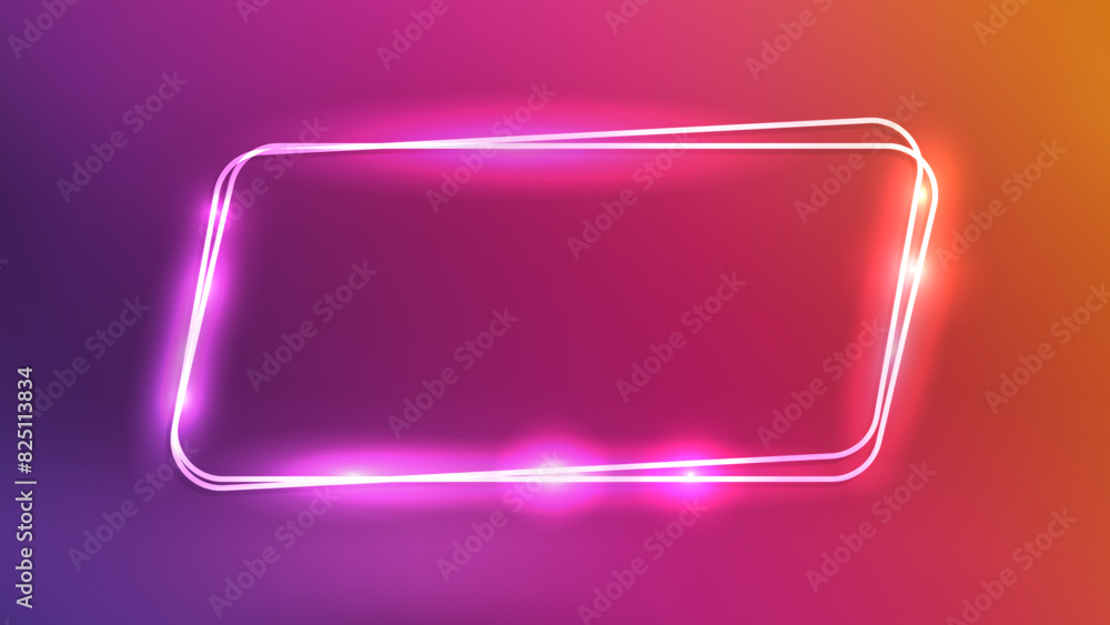 Neon double frame with shining effects Neon double frame with shining effects