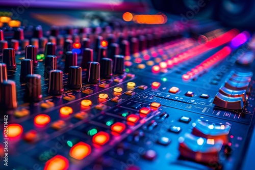 Professional Mixing Console in a Recording Studio, Hub of Audio Engineering Precision photo