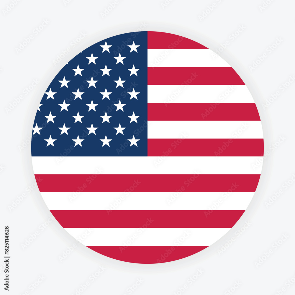 National flag of United States. USA Flag. USA Round flag.