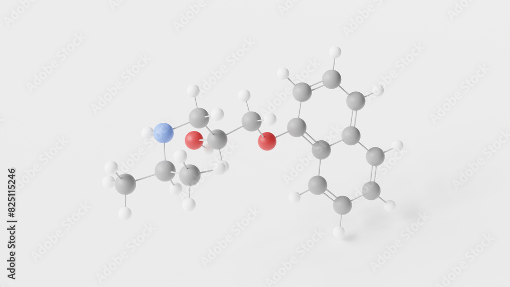 propranolol molecule 3d, molecular structure, ball and stick model, structural chemical formula beta blocker propranolol molecule 3d, molecular structure, ball and stick model, structural chemical formula beta blocker
