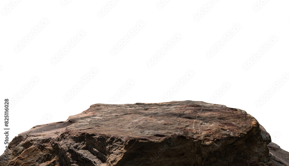Fototapeta premium Rock Stone podium isolated on white backgrounds well stage stand display products
