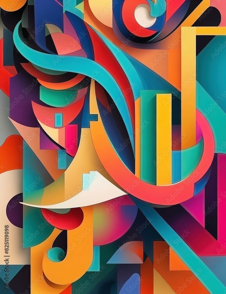 Abstract Face Of People With Nice Colorful Style pattern, modern retro and geometric