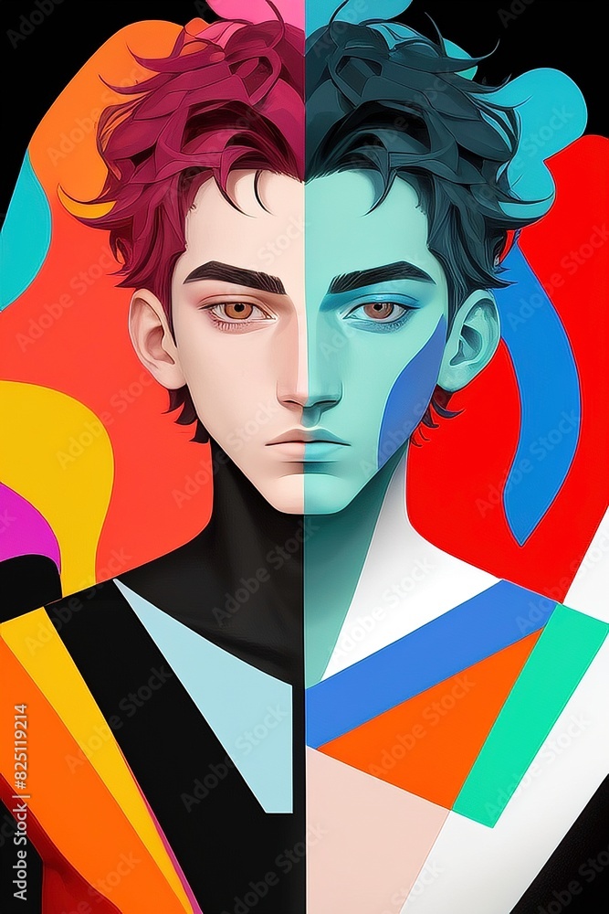 Abstract Face Of People With Nice Colorful Style pattern, modern retro and geometric