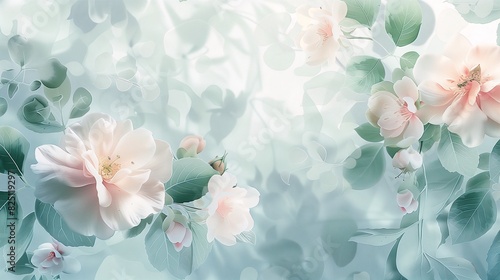 Elegant floral wallpaper with soft pastel flowers and leaves  background image