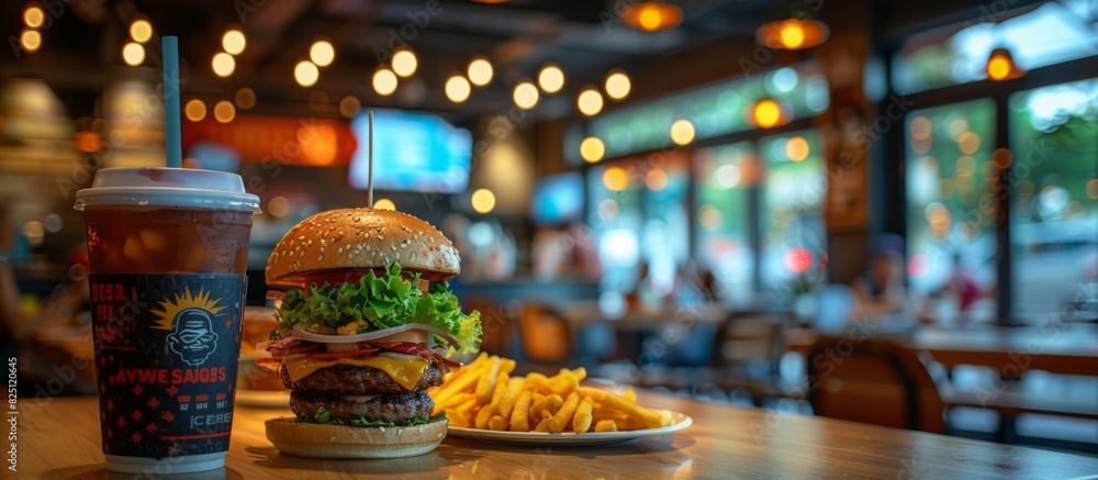 Blurred Background of a Fast Food Restaurant Interior Blurred Background of a Fast Food Restaurant Interior