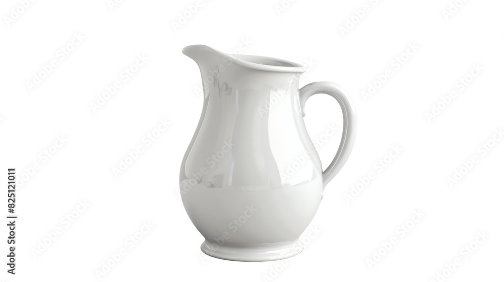 A white pitcher sits atop a white table, creating a minimalist and elegant display A white pitcher sits atop a white table, creating a minimalist and elegant display