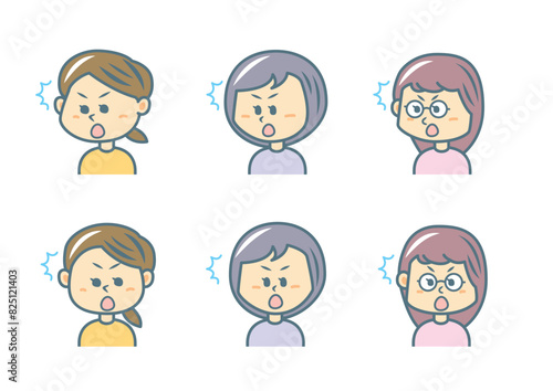 驚く女の子のイラストセット