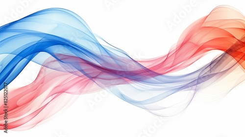 Abstract background with red and blue waves on white background.