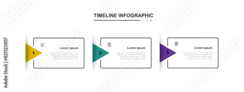 Modern template infographic vector element with 3 step line square concept suitable for workflow, business information, presentation, data visualization, and web graphic design 