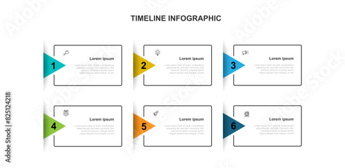 Vector template infographic with 6 step, process, plan, or option can be used for workflow, business information, and web graphic design 