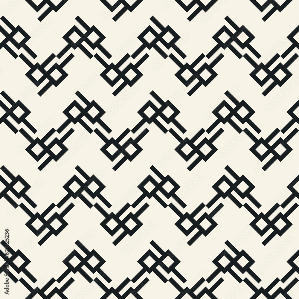 Monochrome Glitch Contour Zigzag Pattern