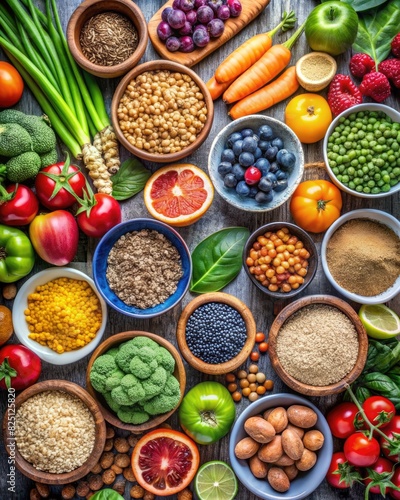 Colorful Assortment of Spices and Legumes in Small Bowls