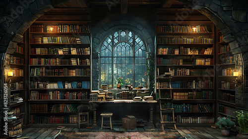 atmospheric printable mural of a historic library ideal for transforming the walls of a bookstore's reading nook creating a cozy and inviting space for book lovers to lose themselves in literature