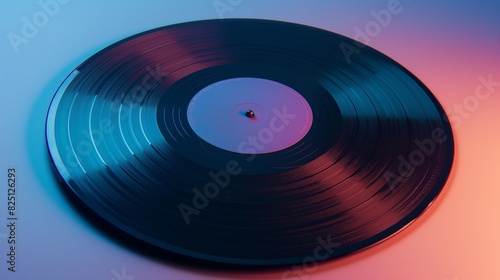 A vintage vinyl record lying on a gradient background from deep indigo to midnight blue  suggesting nostalgia and the depth of music history.