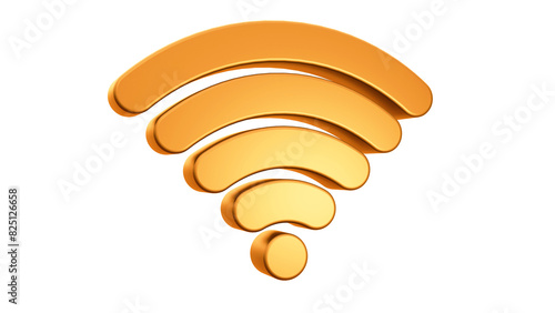 3D Wifi icon Gold,  3D Wifi Symbol Gold, İsolated 3D Wifi Symbol İcon Yellow, Wireless Internet İcon Symbol Gold Yellow