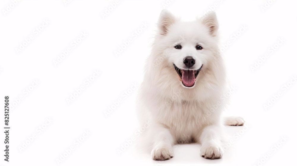 Adorable samoyed dog with a big smile on a white background Adorable samoyed dog with a big smile on a white background