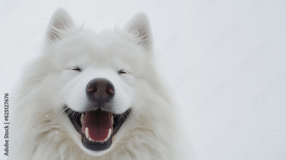 Adorable samoyed dog with a big smile on a white background Adorable samoyed dog with a big smile on a white background