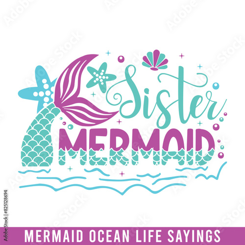 Sister mermaid ocean life design, mermaid svg designs