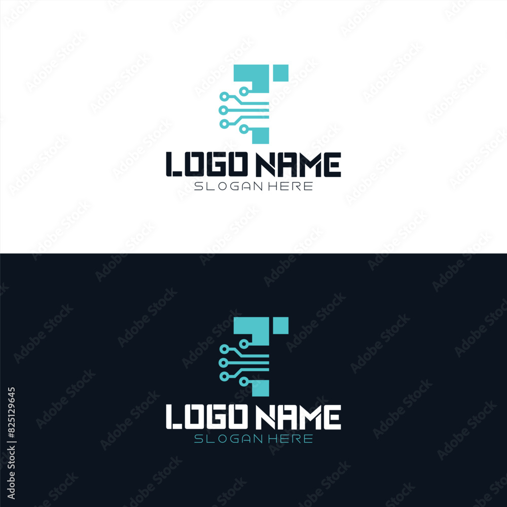 Alphabet digital technology simple line logo design vector Alphabet digital technology simple line logo design vector