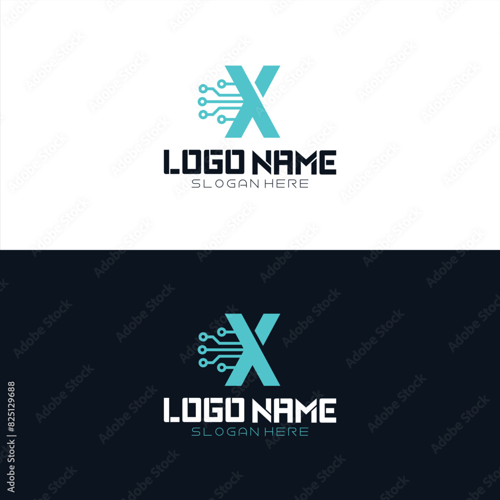 Alphabet digital technology simple line logo design vector Alphabet digital technology simple line logo design vector