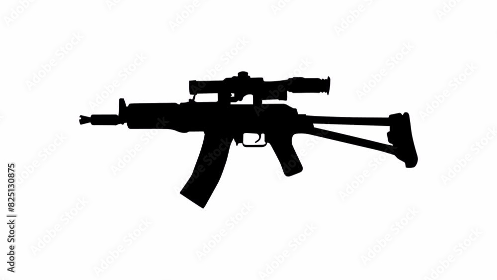 Weapon silhouette isolated on white background animation video. Weapon silhouette isolated on white background animation video.