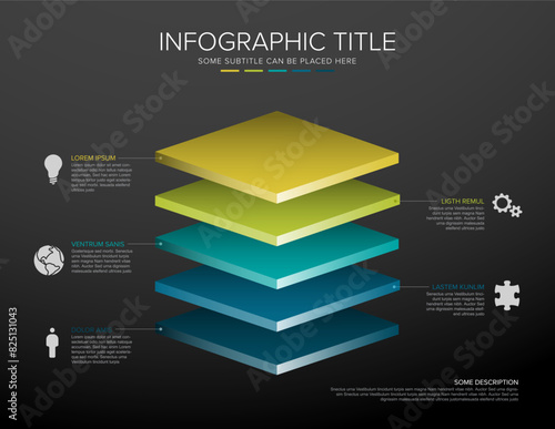 Dark Vector Infographic layers desks template
