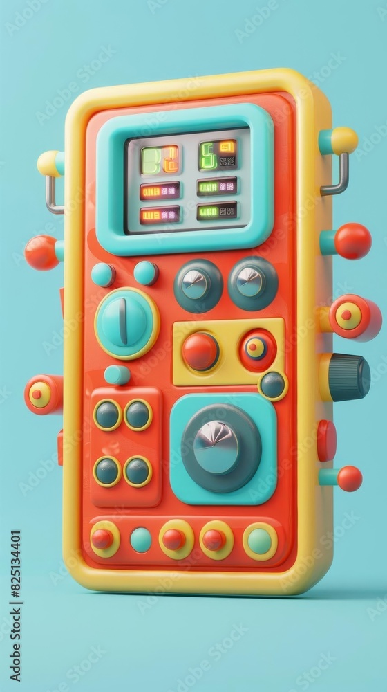 Fototapeta premium 3 model of a control system icon in a colorful, modern style