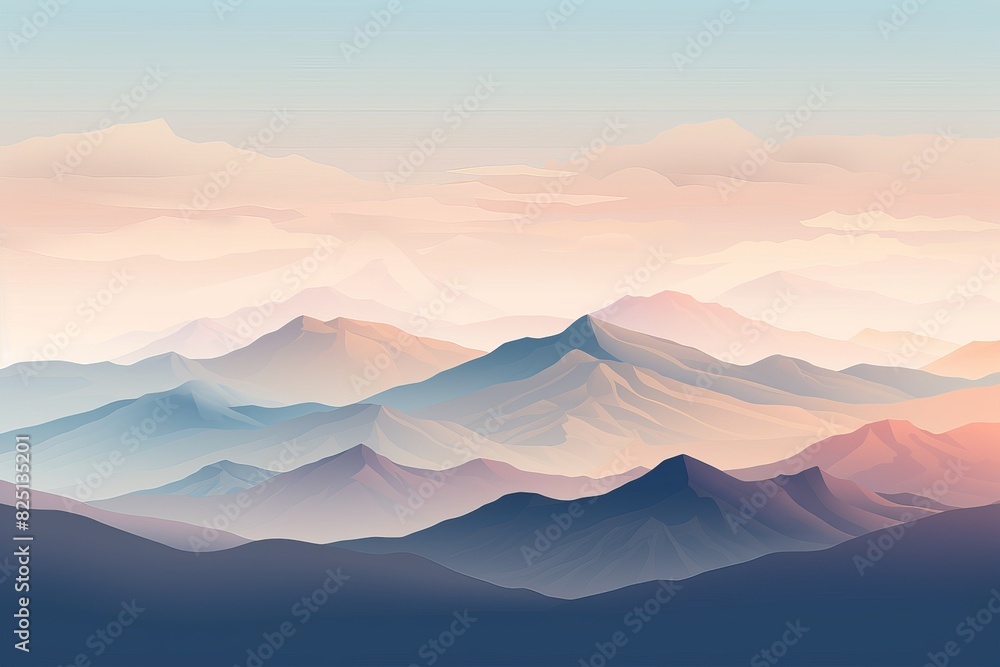 Beautiful pastel-colored mountain landscape with gentle slopes and a serene sky, showcasing natural beauty and tranquility.