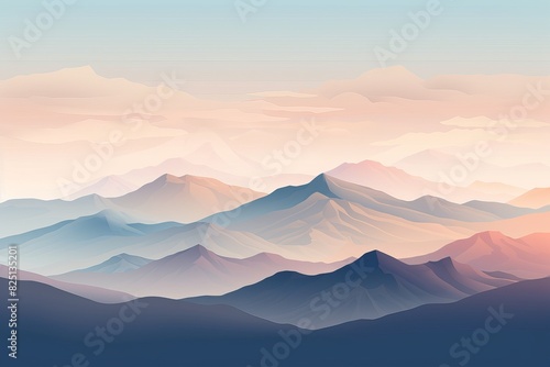 Beautiful pastel-colored mountain landscape with gentle slopes and a serene sky  showcasing natural beauty and tranquility.